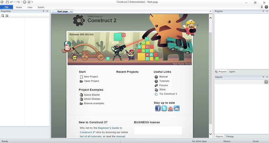 Construct 2 Business Edition Stable โปรแกรมสร้างเกม 2D บน HTML5 ฟรี