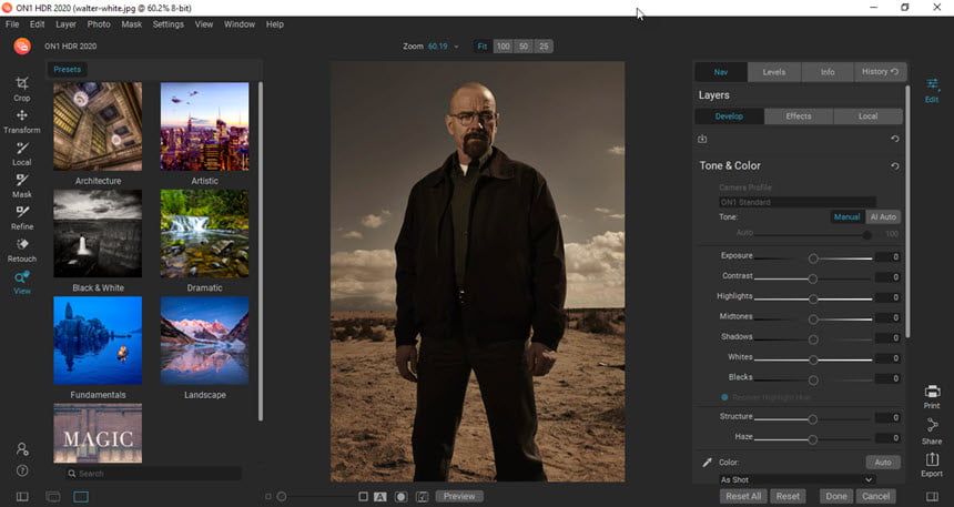 ON1 HDR 2020 ล่าสุด.1 โปรแกรมแต่งรูปภาพ HDR ฟรี