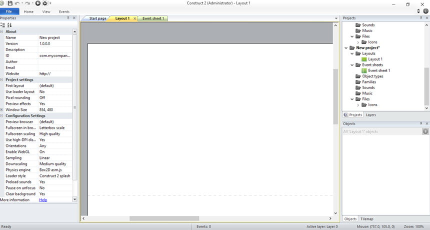 Construct 2 Business Edition Stable โปรแกรมสร้างเกม 2D บน HTML5 ฟรี