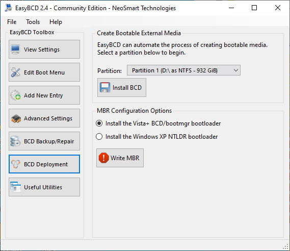 EasyBCD 2 ล่าสุด โปรแกรมจัดการ Boot Menu ฟรี