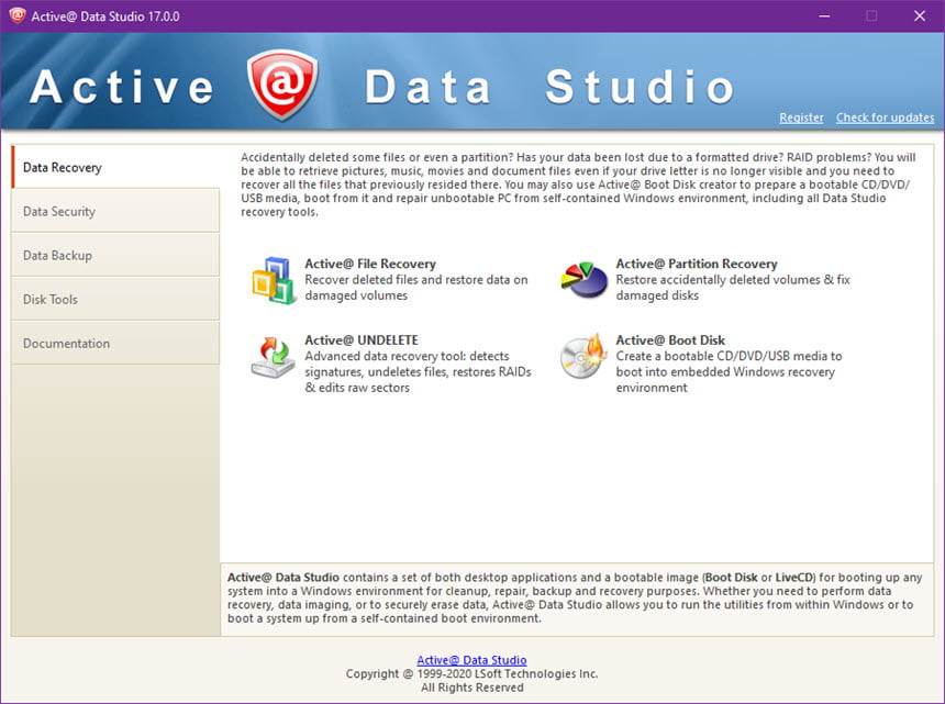 Active@ Data Studio 25 ล่าสุด ชุดโปรแกรมกู้คืนข้อมูล โปรแกรม