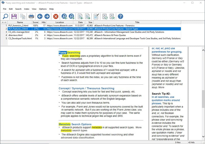 DtSearch Desktop / Engine 2024.02 โปรแกรมค้นหาเอกสาร / ข้อความ