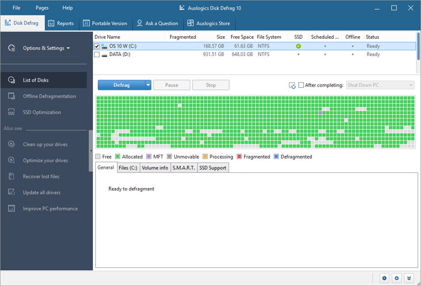 Auslogics Disk Defrag Professional 12 ล่าสุด โปรแกรมจัดเรียงข้อมูลฮาร์ดดิสก์ระดับโปร