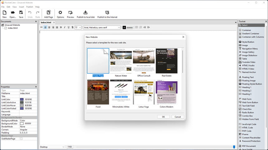 Ambiera RocketCake Professional 7 ล่าสุด โปรแกรมสร้างเว็บไซต์โดยไม่ต้องเขียนโค้ด