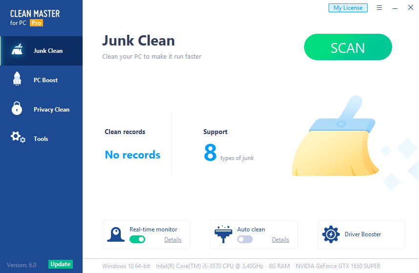 Clean Master Professional Edition 6.0 โปรแกรม ทำความสะอาด PC ล้างไฟล์ขยะ ฟรี