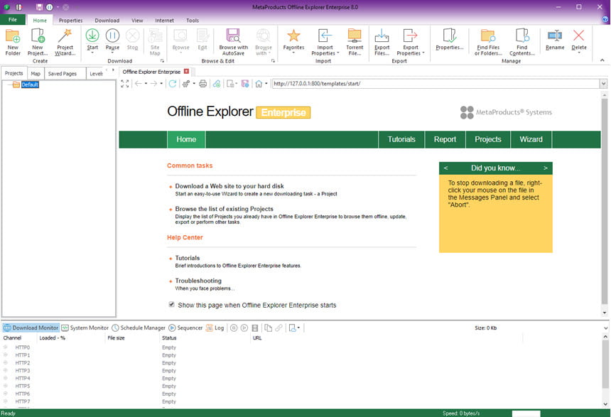Offline Explorer 8 ล่าสุด โปรแกรมดาวน์โหลดเว็บไซต์