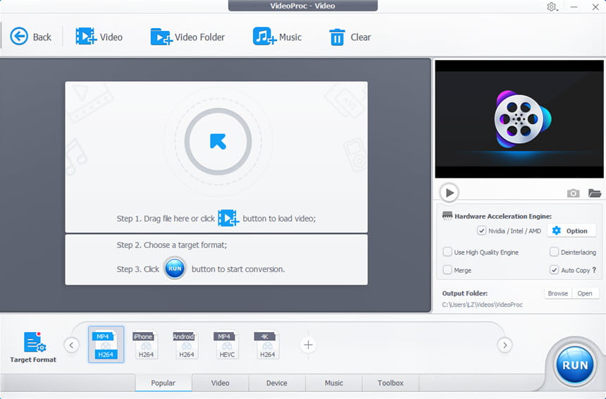VideoProc 4.2 (Win/macOS) โปรแกรม แก้ไขวิดีโอ แปลงไฟล์ ไร์ทแผ่น บันทึกหน้าจอ ครบวงจร ฟรี