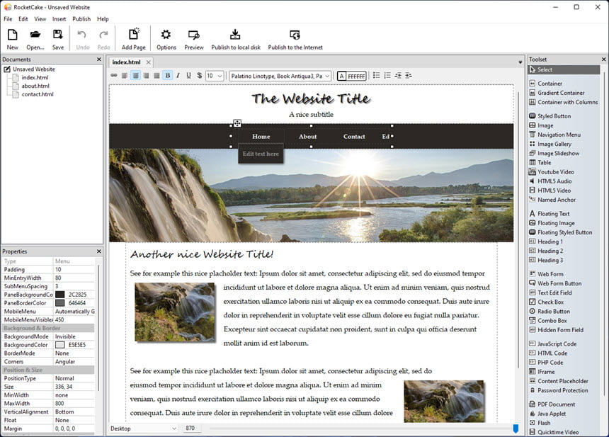 Ambiera RocketCake Professional 7 ล่าสุด โปรแกรมสร้างเว็บไซต์โดยไม่ต้องเขียนโค้ด