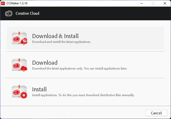 CCMaker 1 ล่าสุด ดาวน์โหลดและติดตั้ง Adobe CC ทั้งหมด ทุกเวอร์ชั่น ฟรี โปรแกรม