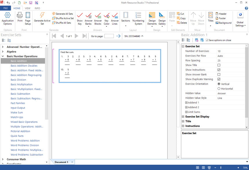 Math Resource Studio 7 ล่าสุด โปรแกรมสร้างแบบฝึกหัด คณิตศาสตร์