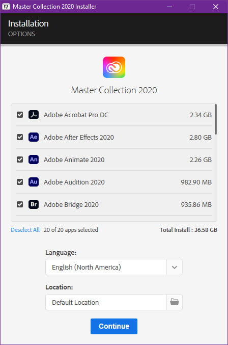 Adobe Master Collection 2020 ล่าสุด (Win/macOS) รวมโปรแกรม Adobe 2020 โปรแกรม