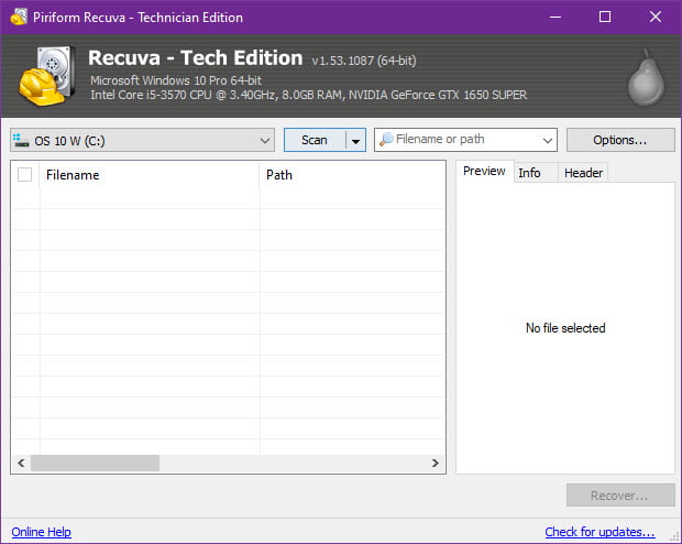 Recuva 1 ล่าสุด โปรแกรมกู้ข้อมูล กู้ไฟล์ที่ถูกลบ