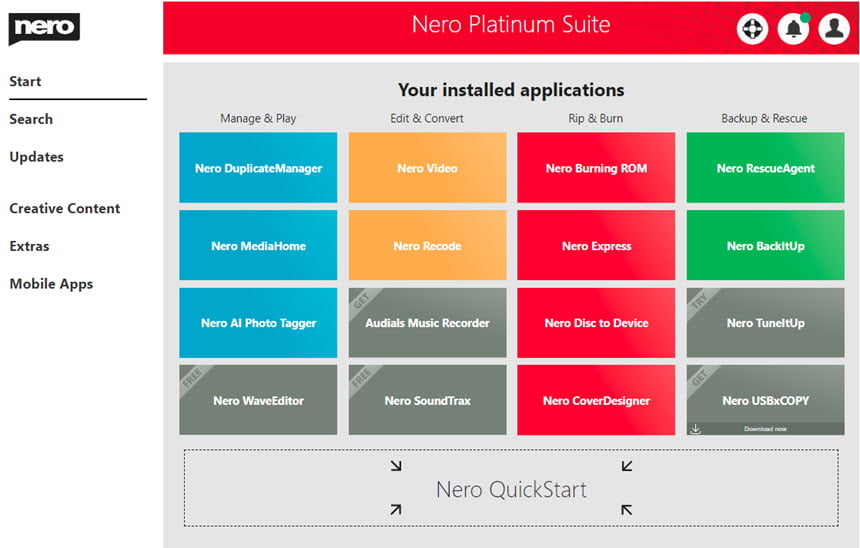 Nero Platinum Suite 2021 ล่าสุด โปรแกรม ไรท์แผ่น CD DVD ครบวงจร ฟรี