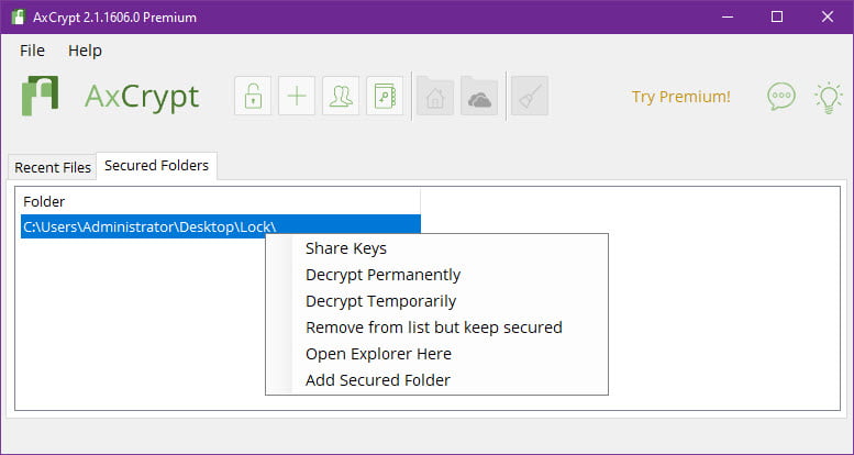 AxCrypt Premium / Business โปรแกรมเข้ารหัสไฟล์ โฟลเดอร์ ฟรี ล่าสุด