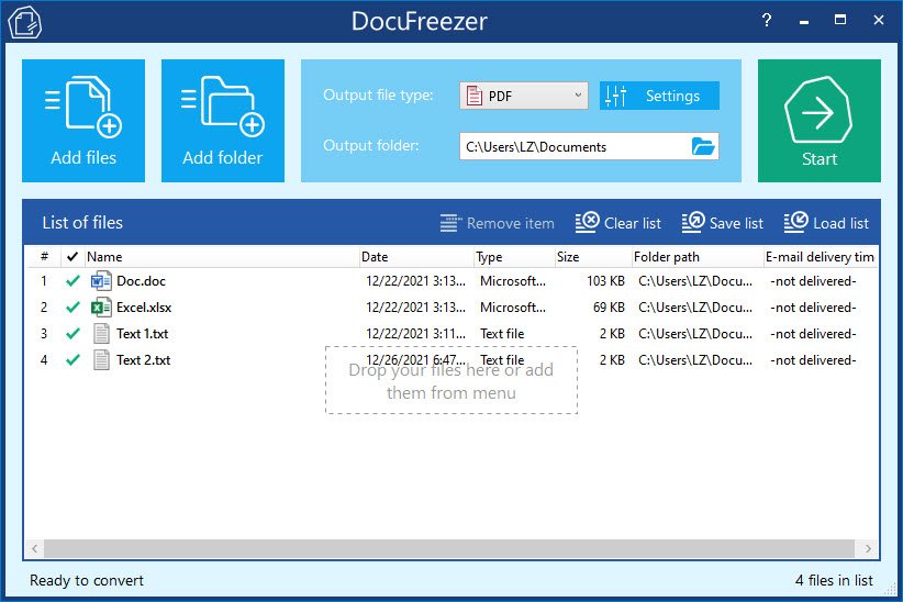 DocuFreezer 7 ล่าสุด โปรแกรมแปลงไฟล์เอกสารเป็น PDF และรูปภาพแบบเป็นกลุ่ม