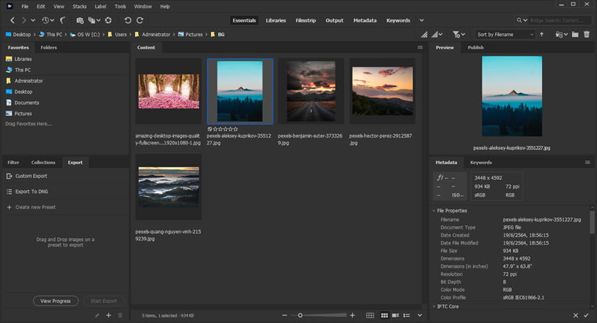 Adobe Bridge 2021 ล่าสุด โปรแกรมจัดระเบียบไฟล์มัลติมีเดีย