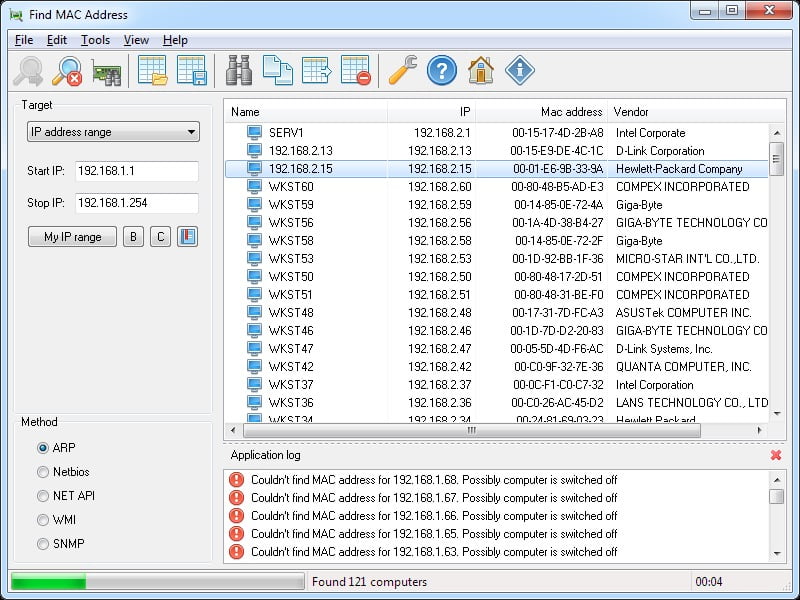 LizardSystems Find MAC Address 24.11 โปรแกรมดูเลข MAC address บนเครือข่าย