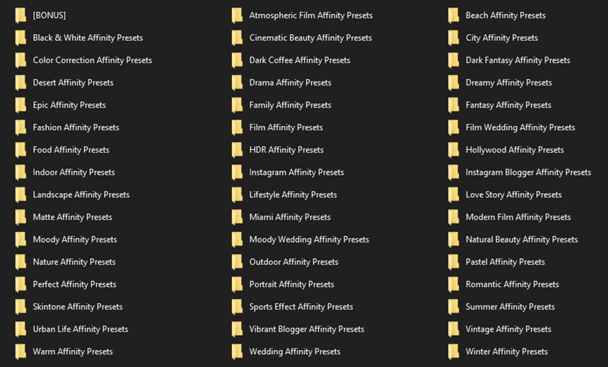 CreativeMarket – 5000พร้อม PROFESSIONAL AFFINITY LUTS ฟรี โปรแกรม