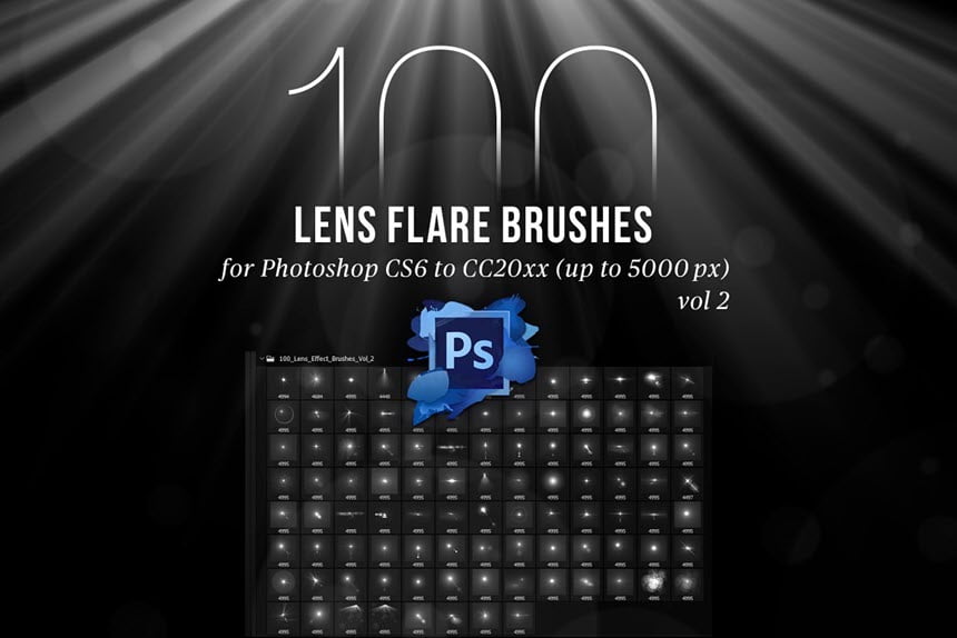 CreativeMarket – 100 PS Lens Flares Brushes Vol 2 ฟรี โปรแกรม