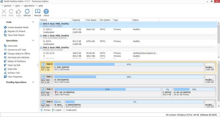 NIUBI Partition Editor 10 ล่าสุด + WinPE โปรแกรมจัดการพาร์ติชันและจัดสรรพื้นที่ฮาร์ดดิสก์อัจฉริยะ