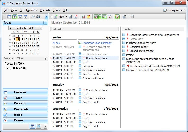 C-Organizer Professional 10 ล่าสุด โปรแกรมจัดการข้อมูล วางแผนชีวิต