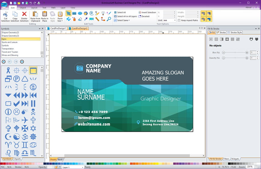 EximiousSoft Business Card Designer Pro 5.24 โปรแกรมออกแบบนามบัตร