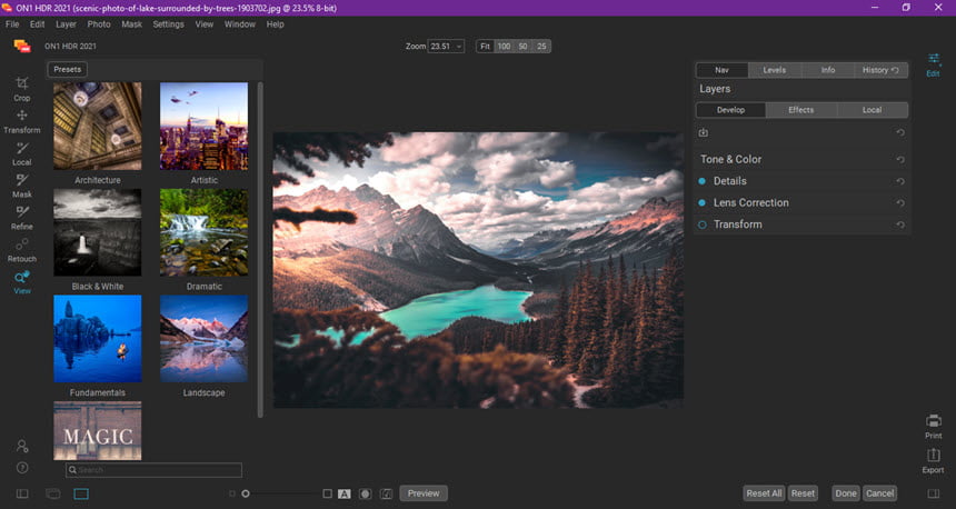 ON1 HDR 2021 ล่าสุด (x64) โปรแกรม แต่งภาพ HDR ฟรี