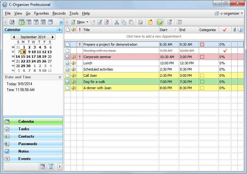 C-Organizer Professional 10 ล่าสุด โปรแกรมจัดการข้อมูล วางแผนชีวิต
