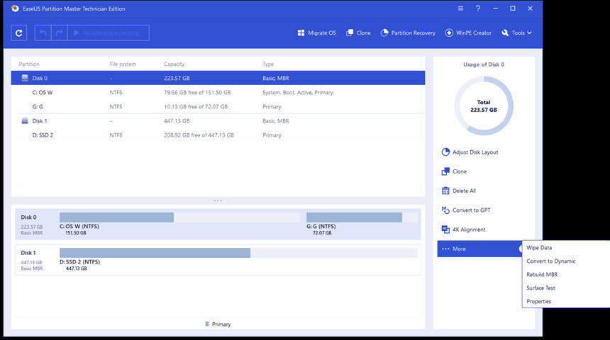 EaseUS Partition Master 20 ล่าสุด + WinPE โปรแกรมจัดการพาร์ทิชัน