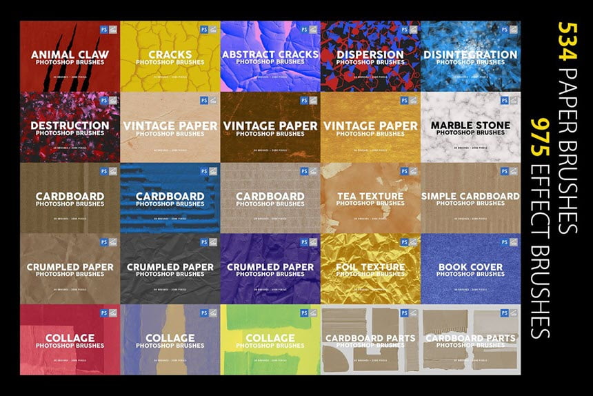 CREATIVE MARKET – 3000 PHOTOSHOP STAMP BRUSHES BUNDLE ชุดรวมแปรง STAMP BRUSHES สำหรับ PHOTOSHOP ฟรี โปรแกรม
