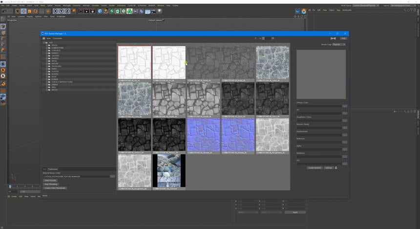 TGS Texture Manager for Cinema4D Win ปลั๊กอินเสริม Cinema 4D สำหรับ Import PBR textures ฟรี ล่าสุด โปรแกรม
