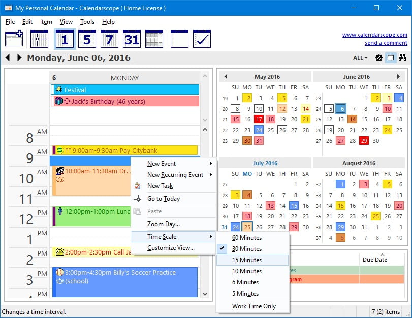 Calendarscope 12 ล่าสุด โปรแกรมปฏิทิน จัดการตารางงาน