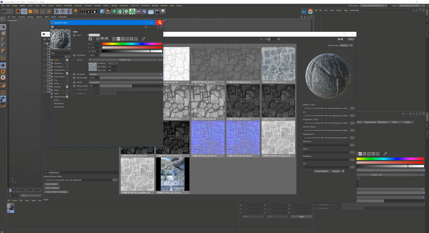 TGS Texture Manager for Cinema4D Win ปลั๊กอินเสริม Cinema 4D สำหรับ Import PBR textures ฟรี ล่าสุด โปรแกรม