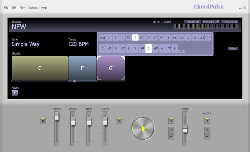 ChordPulse 2.6 โปรแกรมทำคอร์ดเพลง ส่งออกเป็นไฟล์ Midi ฟรี
