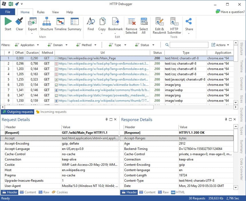 HTTP Debugger Pro 10.3 โปรแกรมดักจับและวิเคราะห์ข้อมูลเครือข่ายประสิทธิภาพสูง