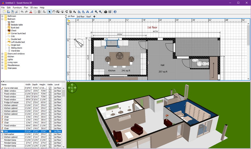 Sweet Home 3D 7 ล่าสุด โปรแกรมออกแบบบ้านและจัดวางเฟอร์นิเจอร์ 3 มิติ