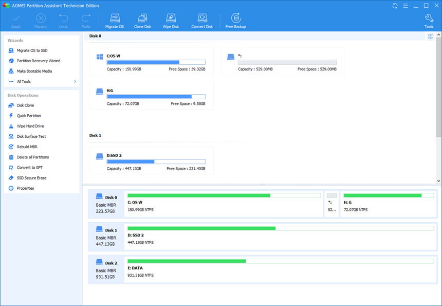 AOMEI Partition Assistant 10 ล่าสุด + WinPE โปรแกรมจัดการฮาร์ดดิสก์อัจฉริยะ