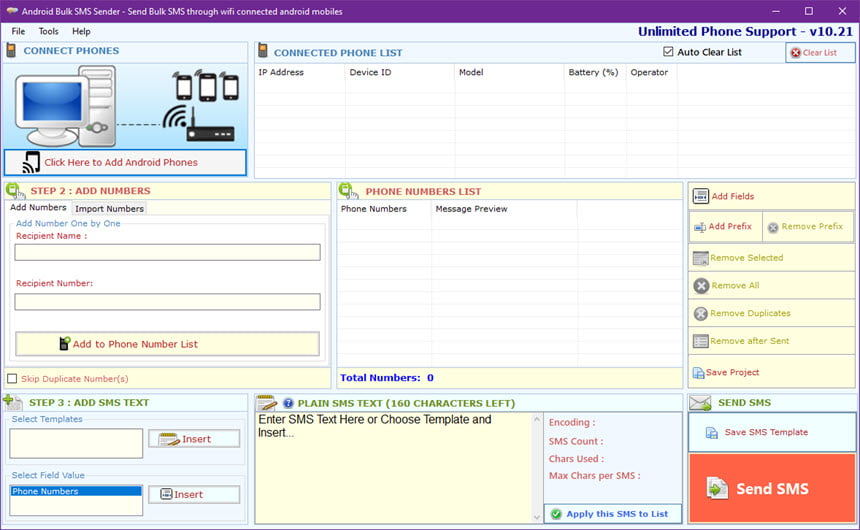 Technocom Android Bulk SMS Sender 10 ล่าสุด โปรแกรมช่วยส่ง SMS บน PC ฟรี