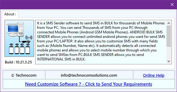 Technocom Android Bulk SMS Sender 10 ล่าสุด โปรแกรมช่วยส่ง SMS บน PC ฟรี