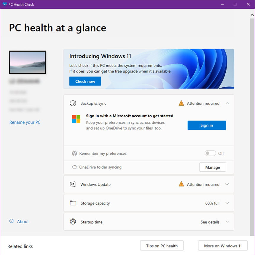 Windows PC Health Check โปรแกรมเช็คว่าเครื่องเราติดตั้ง Windows 11 ล่าสุด ได้หรือไม่ ฟรี