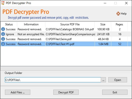 PDF Decrypter Pro 4 ล่าสุด ลบรหัสผ่านไฟล์ PDF ปลดล็อคไฟล์ PDF โปรแกรม