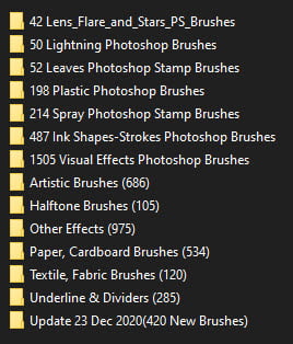 5600 Photoshop Brushes Mega Bundle ชุดรวมหัวแปลง (Brushes) สำหรับ Photoshop มากกว่า 5600พร้อม รายการ ฟรี โปรแกรม