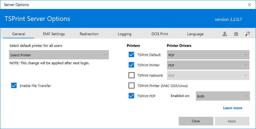 TerminalWorks TSPrint 3 ล่าสุด โปรแกรมสั่งพิมพ์ระยะไกล Remote Printing ฟรี