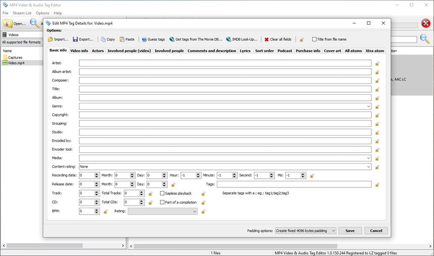 3delite MP4 Video and Audio Tag Editor 1 ล่าสุด โปรแกรมแก้ไขแท็ก MP4