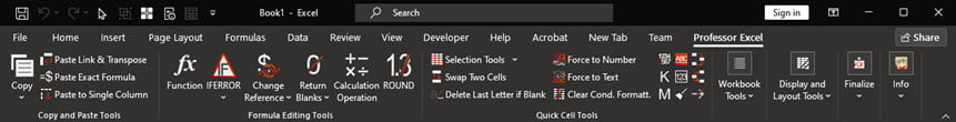 Professor Excel Tools 3.1 Premium ปลั๊กอิน Excel รวมสูตรและฟังก์ชั่นเจ๋งๆ มากมาย ฟรี โปรแกรม
