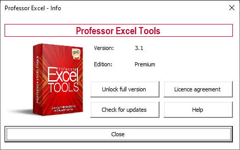 Professor Excel Tools 3.1 Premium ปลั๊กอิน Excel รวมสูตรและฟังก์ชั่นเจ๋งๆ มากมาย ฟรี โปรแกรม
