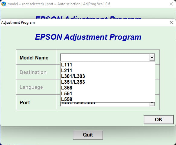 โปรแกรมเคลียร์ซับหมึก EPSON L111 L211 L301 L303 L351 L353 L358 L551 L558 (ECC) ฟรี