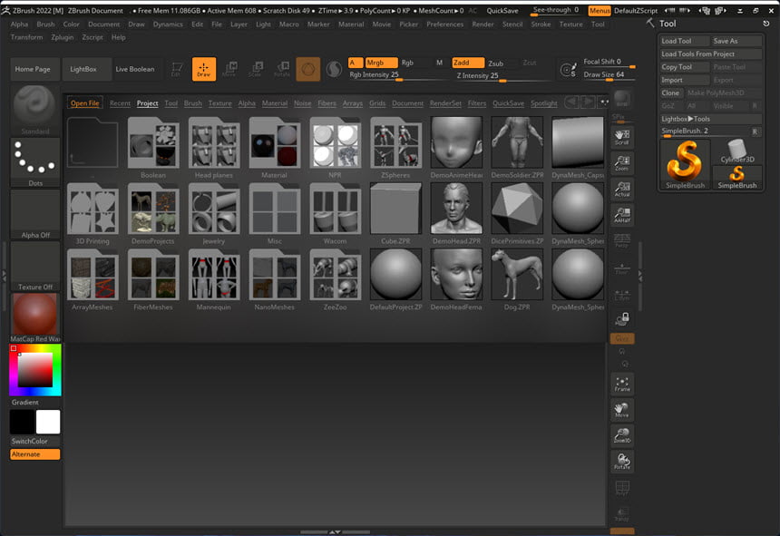 Pixologic ZBrush 2022 ล่าสุด ออกแบบโมเดล ปั้นประติมากรรม 3D โปรแกรม