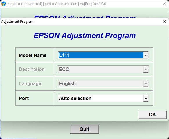 โปรแกรมเคลียร์ซับหมึก EPSON L111 L211 L301 L303 L351 L353 L358 L551 L558