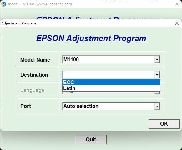 Epson Adjustment Program M1100 M1120